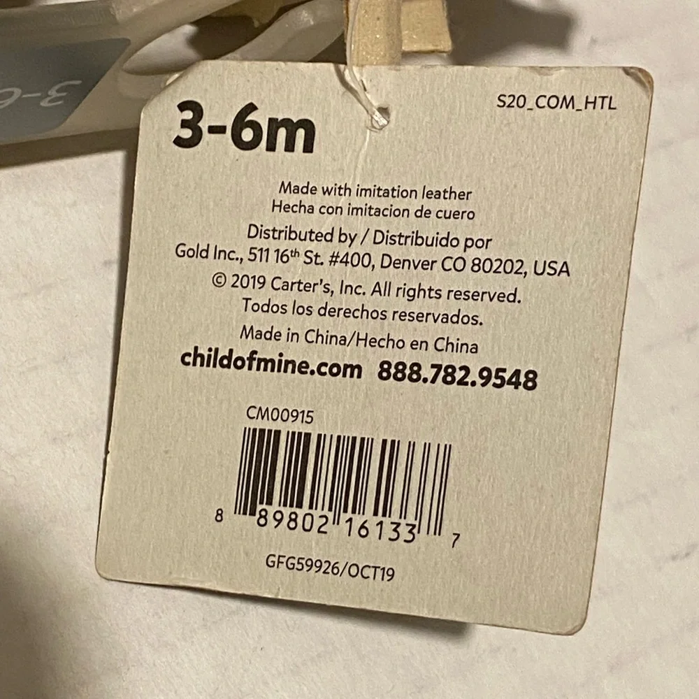 Carter’s Child of Mine 3-6 months beige shimmer fringe moccasin shoes
